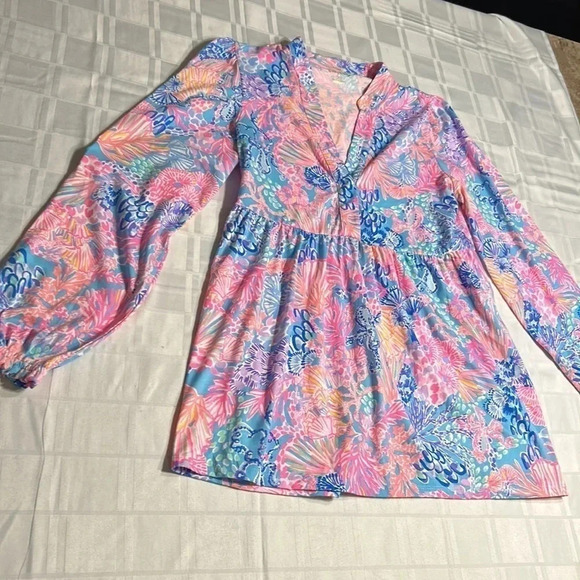 Lilly Pulitzer WIONA top XS,ocean scene,colorful all over print,coastal,EC - Picture 10 of 11
